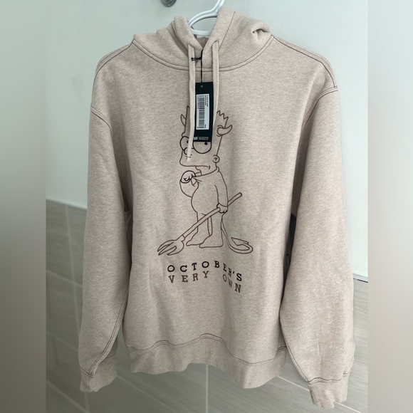 NWT US Small OVO Devil Bart Simpson Heather Oatmeal Hoodie - Picture 5 of 14